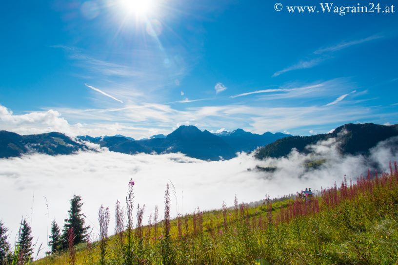 Blick in das Nebelbedeckte Kleinarltal vom Grafenberg - Wagrain